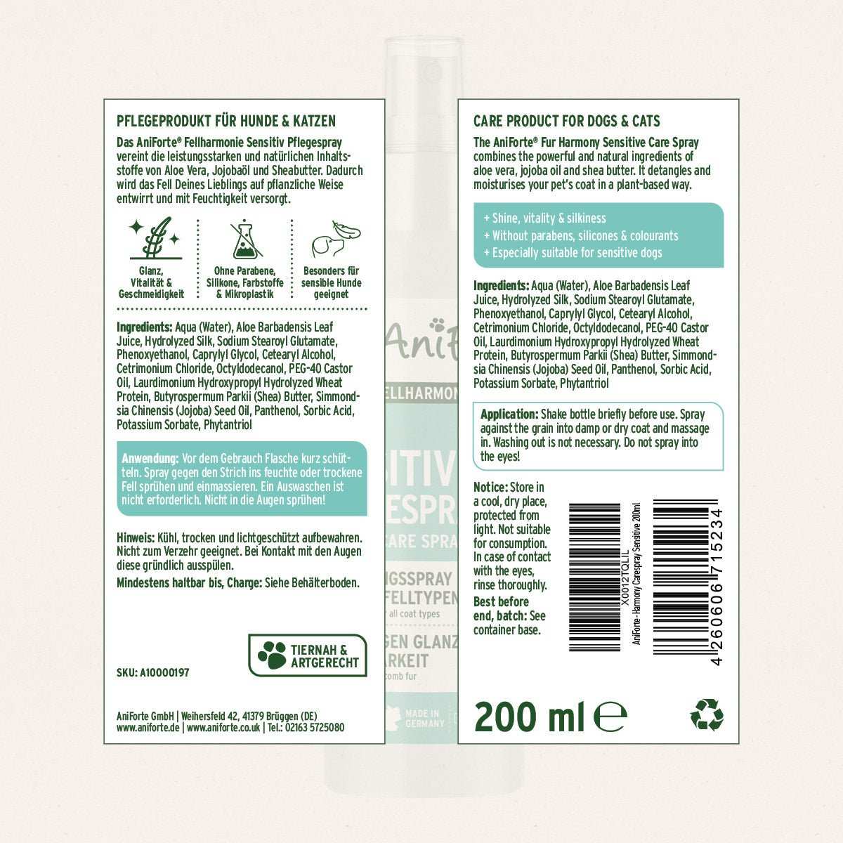 Aniforte Fellharmonie Pflegespray Sensitiv